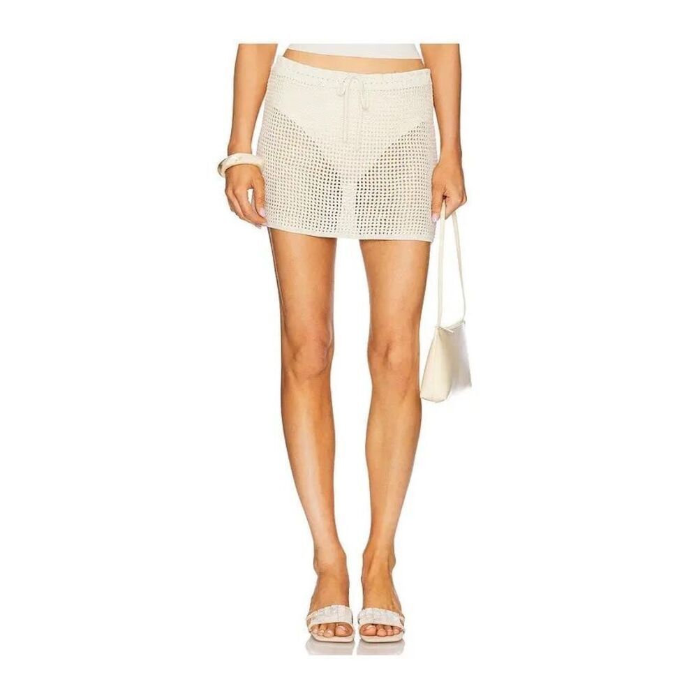 Good American Crochet Low Rise Skirt Cream 1XL Boho Swim cover #785
